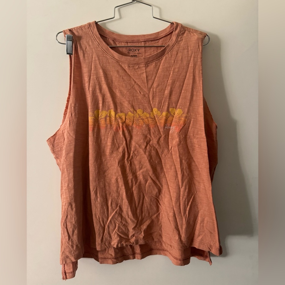 Roxy Coral and Yellow Floral Muscle Tee